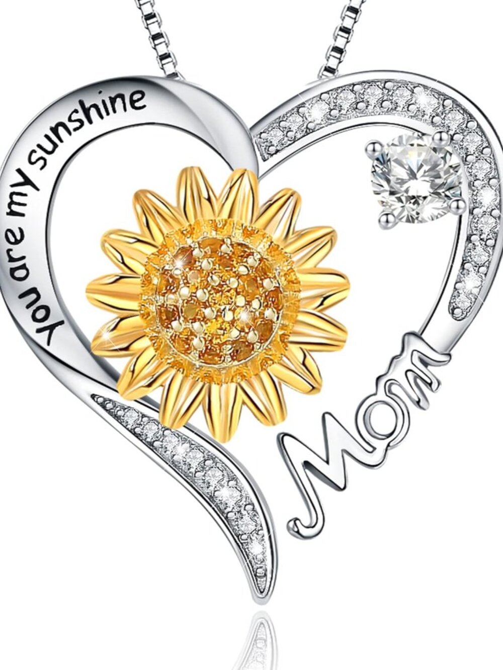 Mom Daughter Sister Nana Necklace S925 Sterling Silver Sunflower You are My Suns
